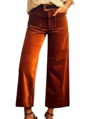 Anthropologie, Maeve Colette Wide Leg Cropped Corduroy Pant, Copper Gold, 30